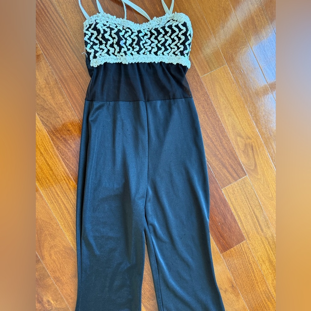 Curtain Call Dance Costumes wide leg jumpsuit Black / White Size Child Large